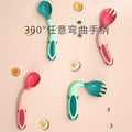 Baby learning spoon set - flexible, bendable, temperature-sensitive fork and spoon set for weaning and feeding - infant food tools - children's tableware