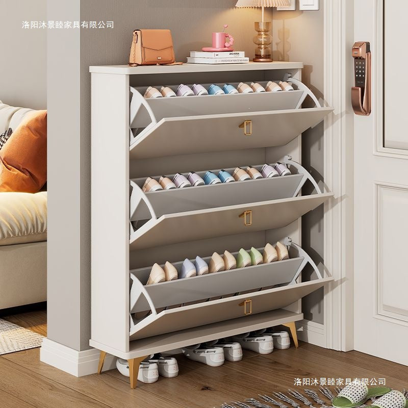 Tipping shoe cabinet solid wood for home door new arrival large capacity entrance cabinet small narrow shoe rack