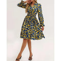 Shipped: new cross-border e-commerce floral patchwork long-sleeved dress for women, perfect for