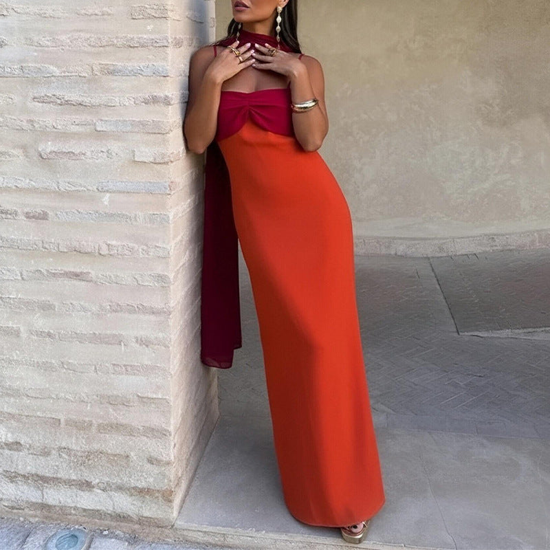 summer new women's fashion: european & american style cross-border dress - elegant and stylish a-line dress with waist-cinching ribbon detail