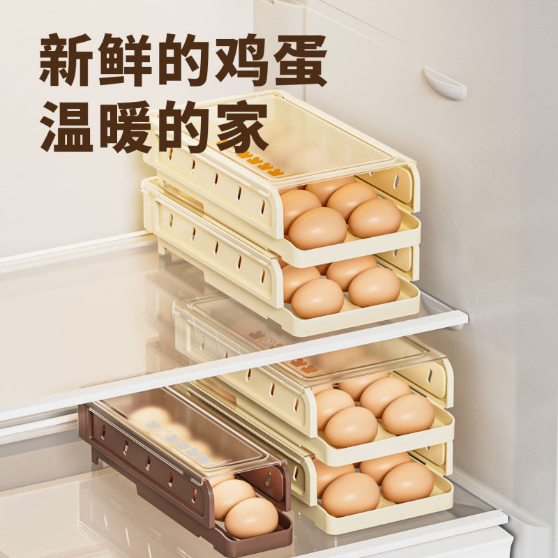 Egg storage box Egg rack Rolling refrigerator Side door Special multi-layer slide type automatic flip fresh storage rack