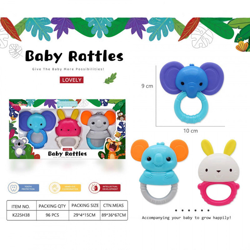 Cross-border export baby toys 0-1 years old gift box rattle set newborn baby soothing hand crank grip puzzle