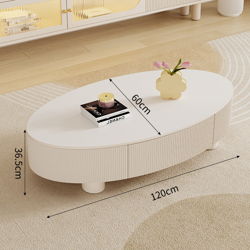 Italian oval coffee table - minimalist luxury living room set with rock slab top, perfect for small spaces