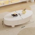 Italian oval coffee table - minimalist luxury living room set with rock slab top, perfect for small spaces