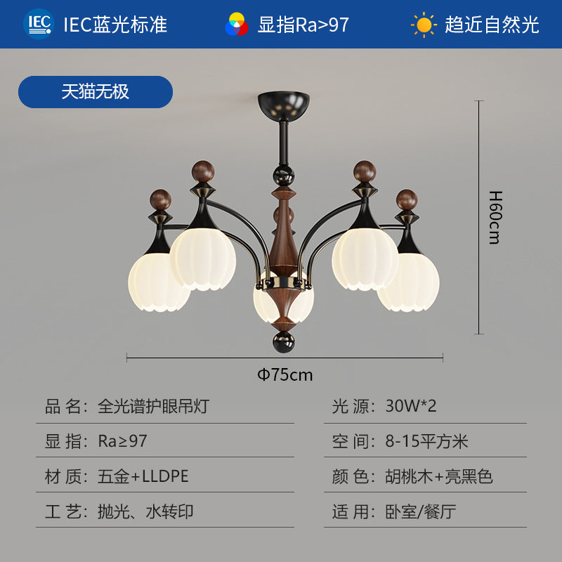 French medieval style living room chandelier modern simplicity high-end hall main lighting 2025 new walnut lamps