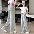 Girls' pants: new  summer collection - stylish, loose-fit, lightweight tencel denim wide-leg pants for girls and big girls, perfect for students