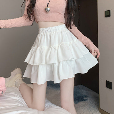 pleated skirt women's 2025 summer large size fat mm high waist thin cake skirt small A word fluffy skirt
