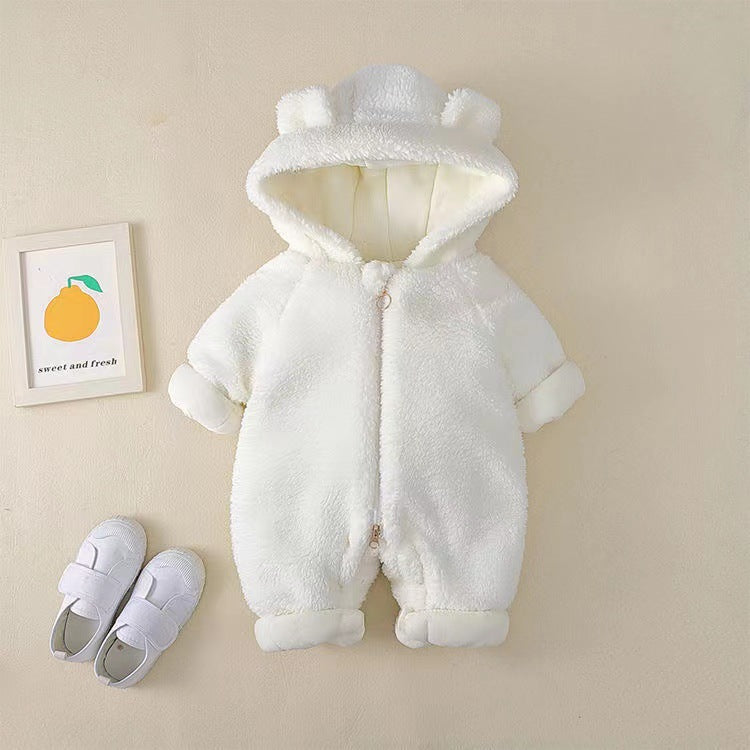 Infant and toddler spring and winter onesies, adorable lamb fleece-lined rompers, stylish and trendy baby outfits for both boys and girls, perfect for going out