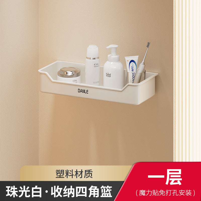 White bathroom triangular rack, no punching on the toilet wall, toilet corner basket storage, bathroom pendant set
