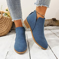 Fashionexportplus size leather boots women's boots pure colorslimming look pointed toe back zipper casualthick sole thick heel boots women's single