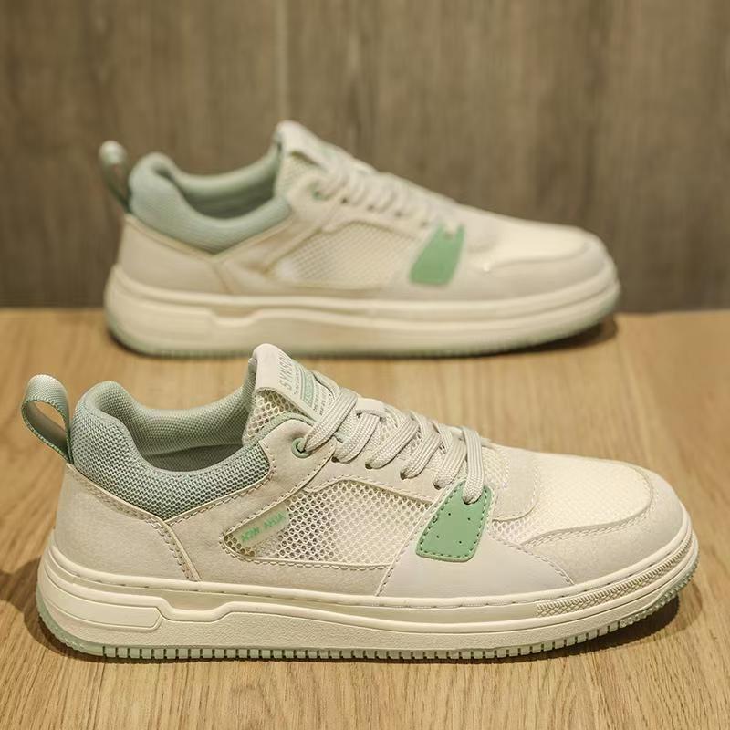 Men's 2025 new winter breathable lightweight mesh casual sneakers - student sports soft sole versatile white mesh shoes