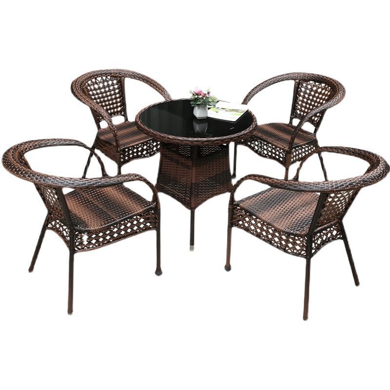 Balcony Outdoor Rattan Outdoor Tables and Chairs Small Tables and Chairs Rattan Chairs Three-piece Combination Casual Tea Table Chairs Garden Rattan Chairs
