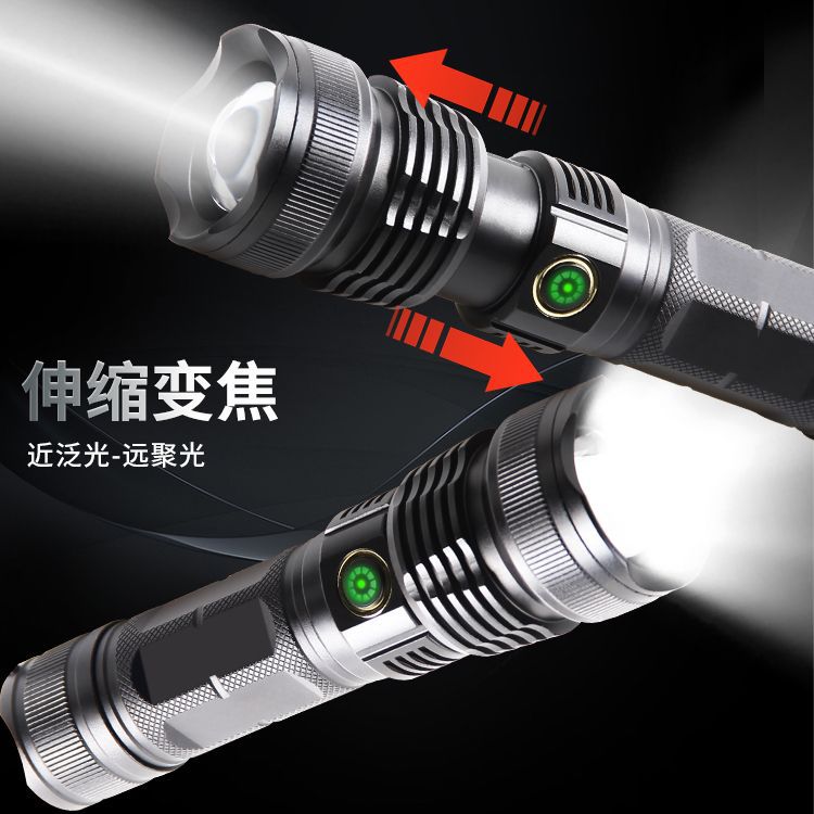 Cross-border new TYPE-C charging telescopic zoom long-range white laser led strong light USB charging outdoor flashlight