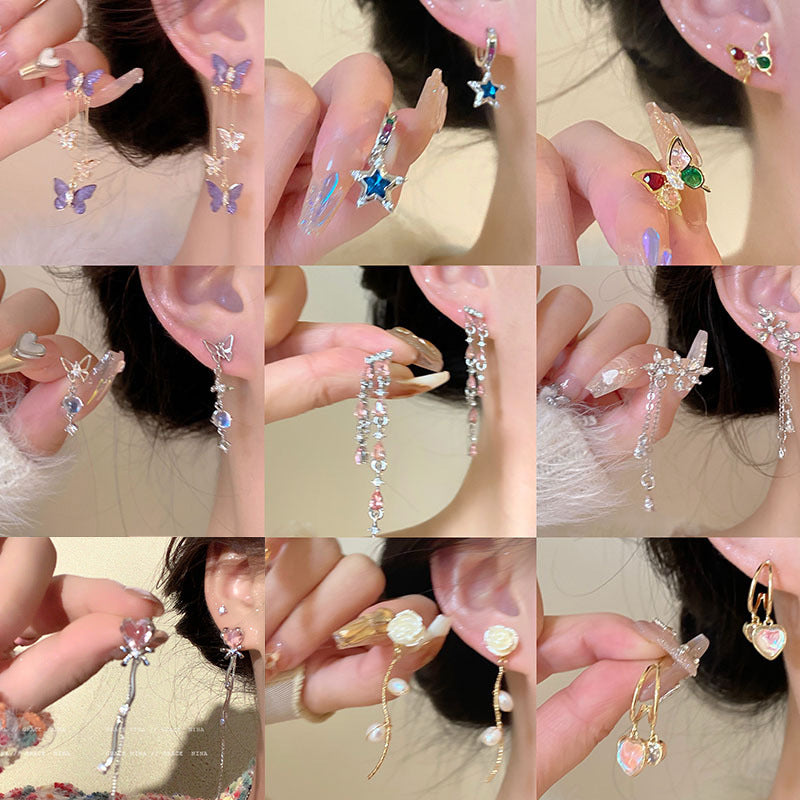 2025 hot-selling luxury-inspired pearl and floral earrings: korean-style tassel, high-end, fashionable, and elegant studs and dangles