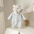 Autumn winterfleece-linedthickened super cute baby onesie for men and women baby outing khaki newborn clothes fleece-lined