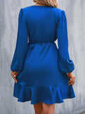 Summer v-neck satin dress - satin waist, low-cut, midi length - export  cross-border fashion women's clothing (european & american style)