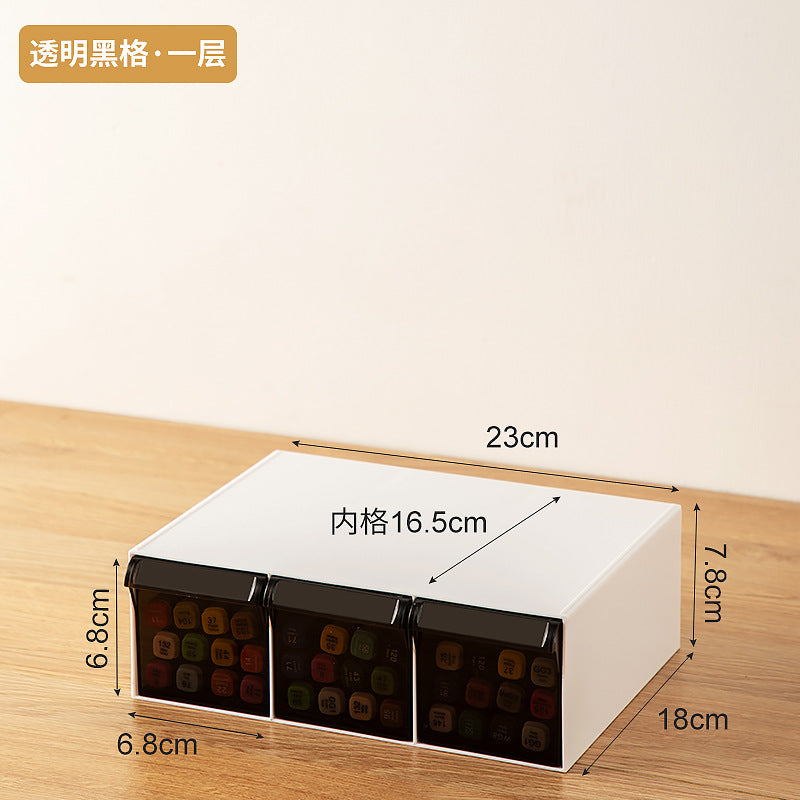 Japanese style INS desktop Jiugong grid storage box sticker marker stationery storage box drawer type multi-layer compartment