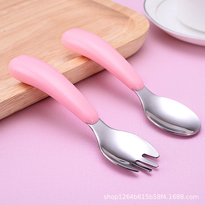 Cartoon 304 stainless steel children's tableware spoon fork box three-piece set baby tableware mother and baby gifts fork and spoon