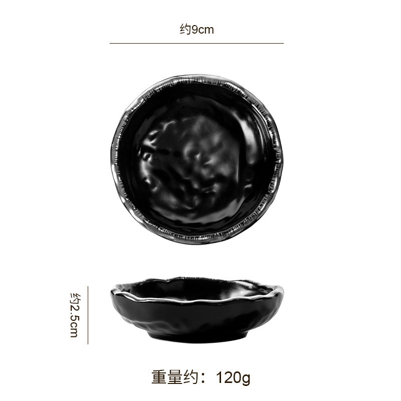 Embossed minimalist solid color ceramic bowls, plates, and dishes - premium, high-end design for hotels, restaurants, steak plates, fruit salads, and dessert bowls