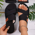 flyknit breathable plus size thong sandals - solid color,  bestseller, round toe, casual fish mouth, outdoor beach slippers