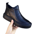 Men's black leather ankle boots - new autumn/winter 2025 collection: casual, fleece-lined, slip-on, stylish, and versatile