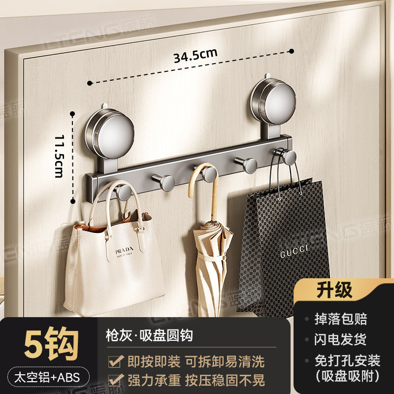 Strong vacuum suction cup door rear row hook storage rack Adhesive hook entry door No punching wall clothing storage hanger