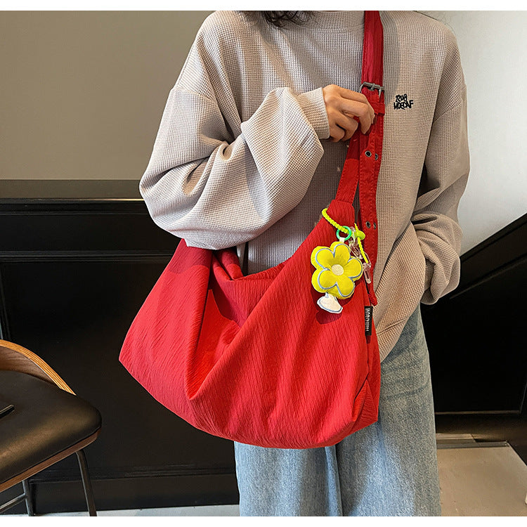 Cross-border 2025 spring solid color handbag women's large-capacity cloth bag simple underarm bag handbag new shoulder bag