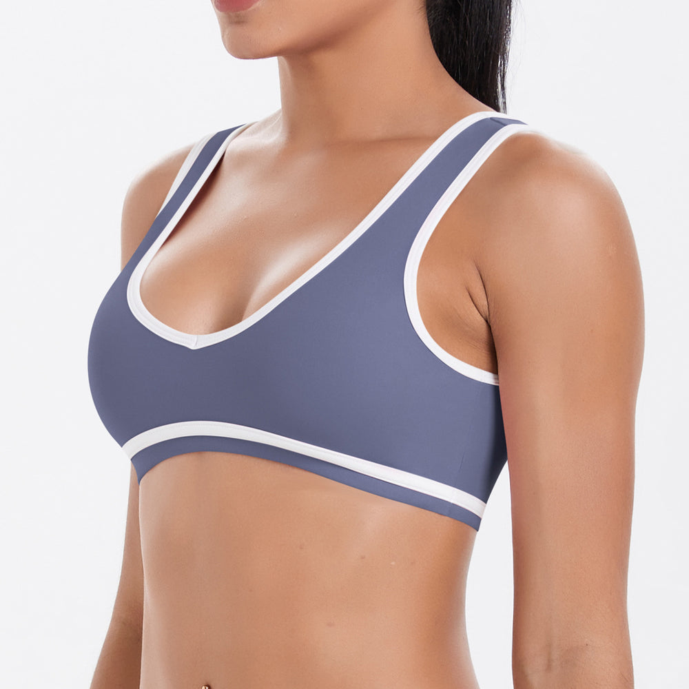 New arrival cross-border double-sided brushed color matching tight breathable beautiful back sports bra running fitness yoga weartops women