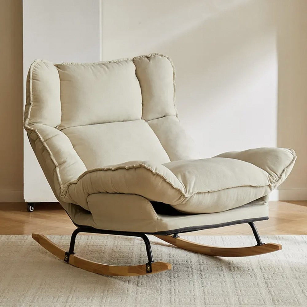 Cream style rocking chair small apartment sitting and sleeping dual-purpose lazy sofa lounge chair balcony sun chair