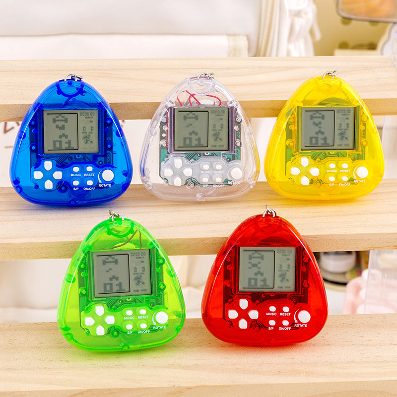 tetris game console - mini triangle handheld arcade game toy keychain charm