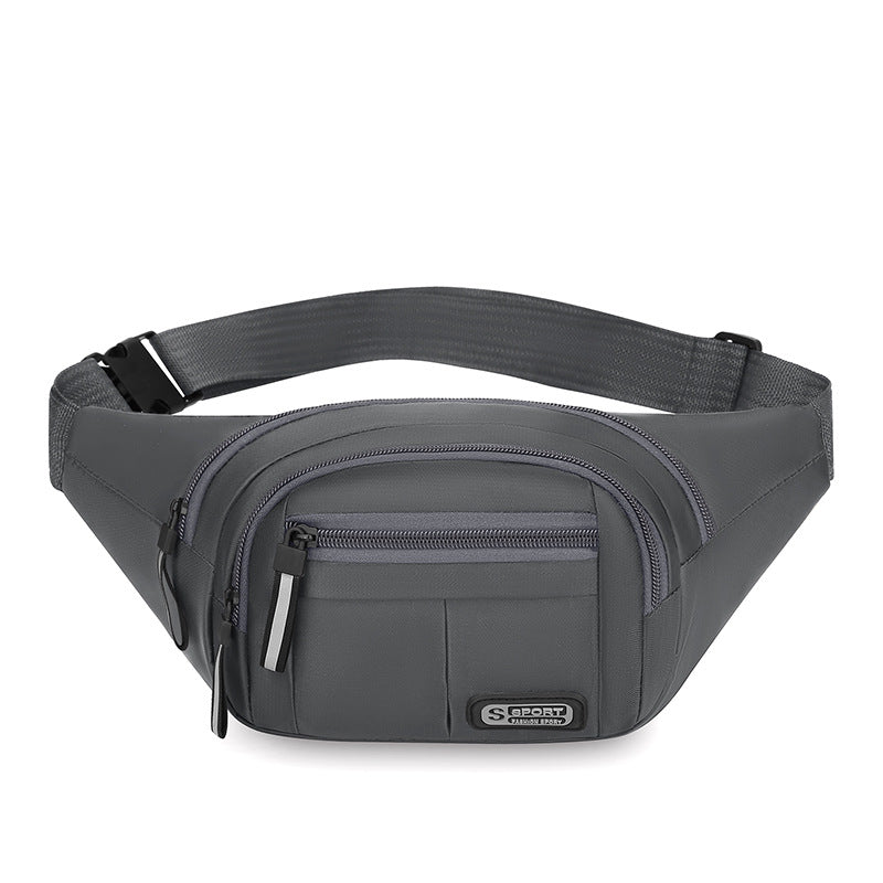 Fashion versatile men's sports fanny pack New outdoor leisure shoulder messenger bag Large capacity going out cycling breast bag