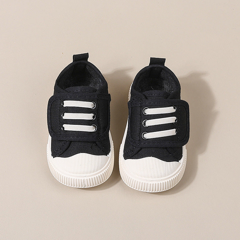 Kids' canvas shoes - breathable spring/autumn fashion sneakers for boys and girls - anti-slip velcro closure, soft sole