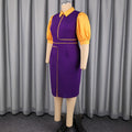 African fashion new bubble sleeve dress - color block bodycon pencil skirt for work