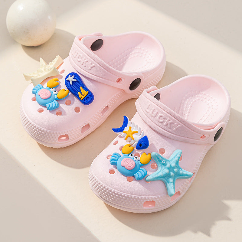 "cloud-like comfort: boys' and girls' cartoon clogs - thick-soled, non-slip, outdoor sandals for kids - new summer collection"