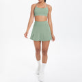 Cloud-feel casual high-waisted tennis skirt sexy strappy back yoga set quick-dry running fitness outfit