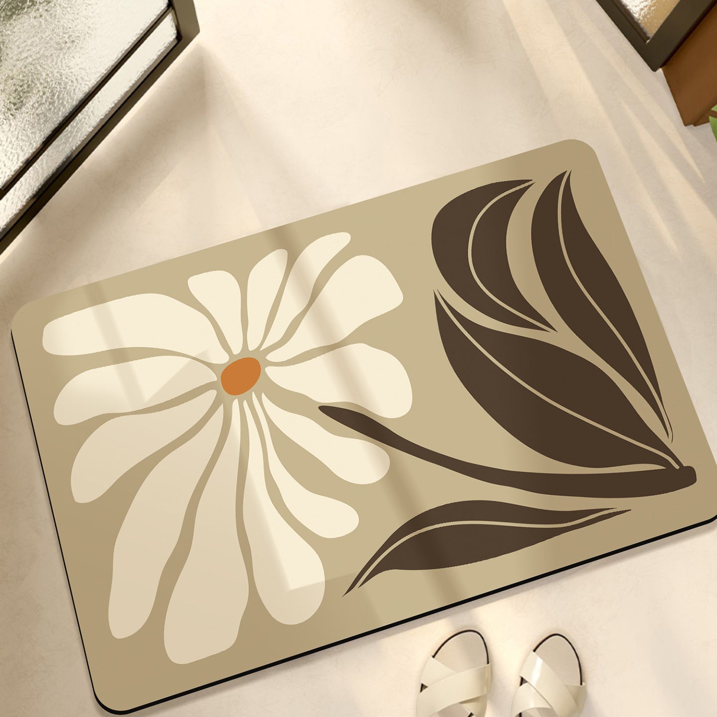 Small fresh daisy bathroom floor mat soft diatom mud non-slip absorbent cushion bathroom foot cushion toilet door