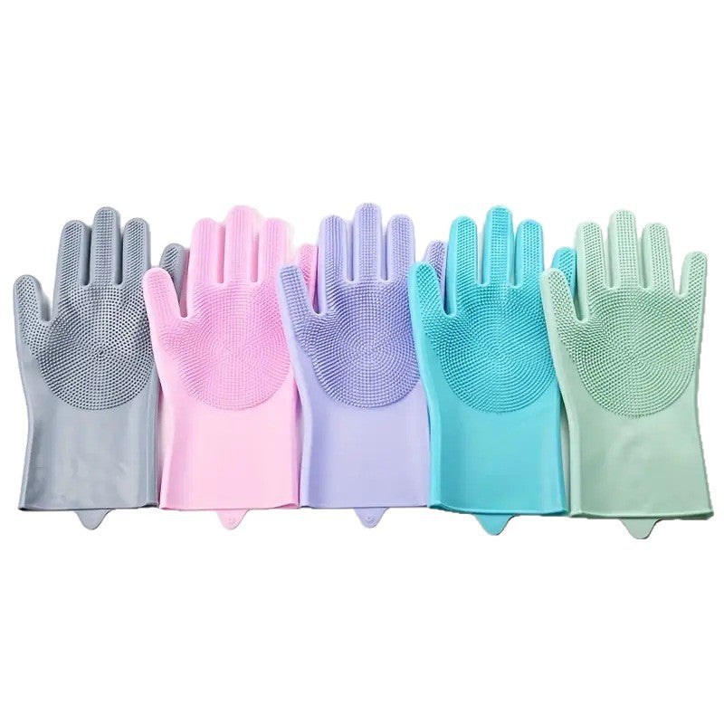 Dishwashing gloves kitchen housework gloves washing silicone cleaning gloves heat insulation abrasion resistant gloves gloves dishwashing female chef