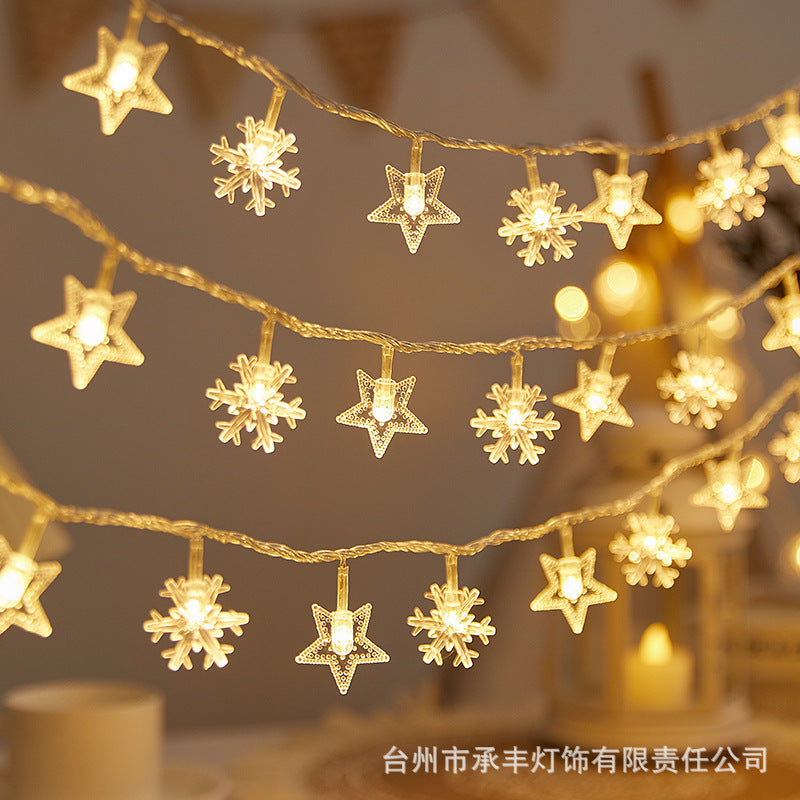 LED elk christmas tree snowflake star string festive decorative lights christmas atmosphere small lights flashing lights indoor