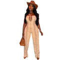 European and american style tube top jumpsuit  cross-border women's clothing sexy hot girl side straps distressed denim jumpsuit