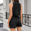 European and american cross-border e-commerce summer new women's clothing   sexy slimming denim set vest shorts