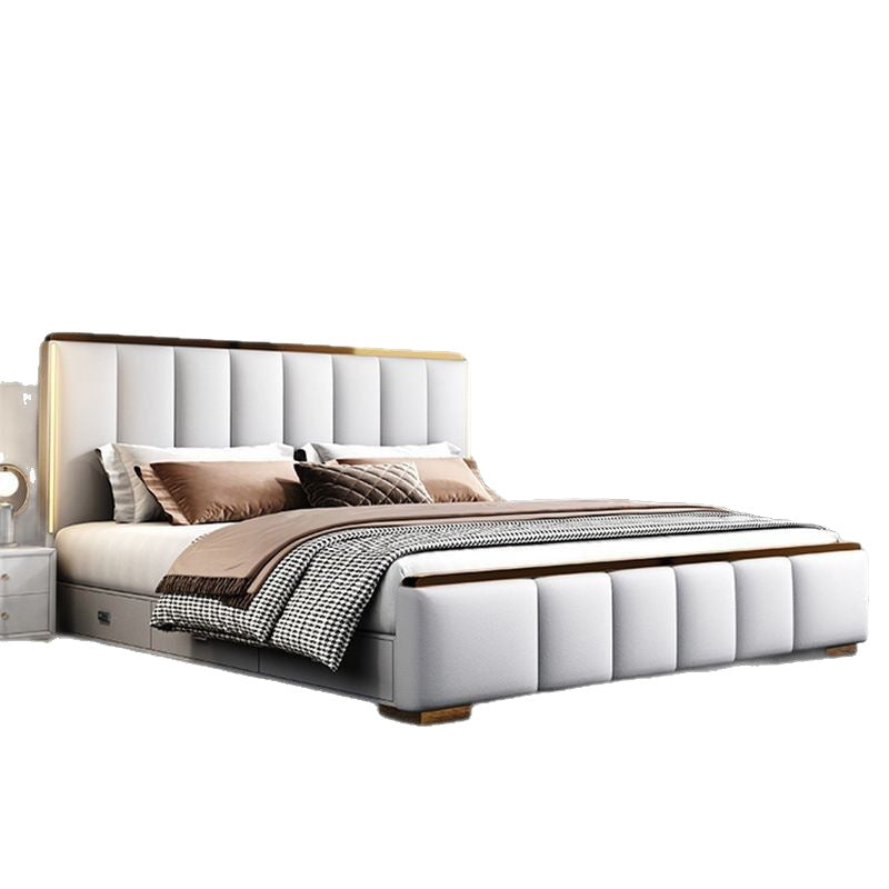 Italian light luxury master bedroom double bed ultra-thin bedside bed classy master bedroom bedroom for home storage princess wedding bed