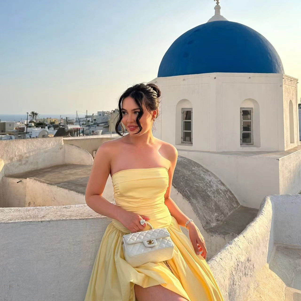 SDM176 temperament yellow tube top irregular lace pendulum dress princess style long dress wholesale Dress new