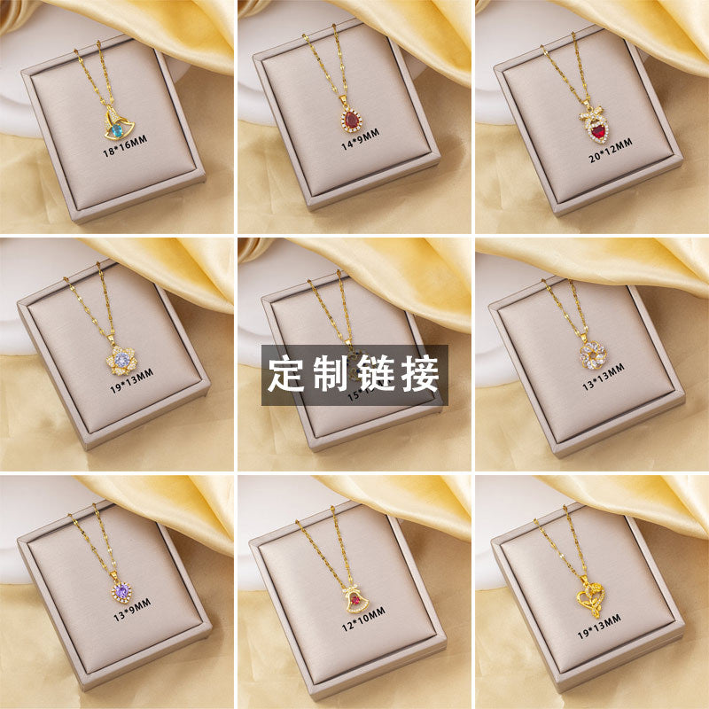 Customized high-end niche design accessible luxury 18k gold titanium steel pendant, direct from the source factory, odm customization available