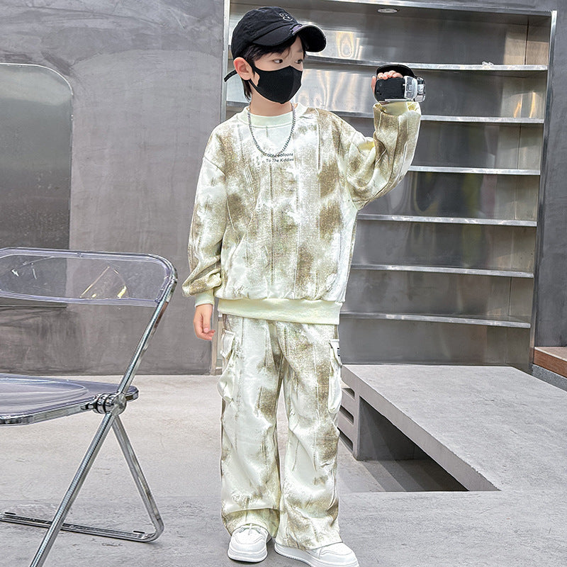Boys' fall outfit set  new style: stylish tracksuit for older boys, autumn/spring fashionable sweatshirt for kids