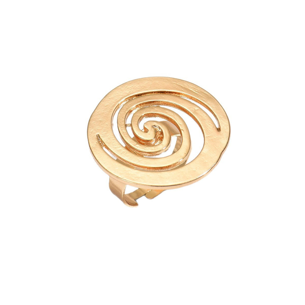 European and american cross-border fashion gold geometric spiral ring for women - luxury, unique, adjustable open ring for index finger