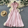 Elegant pink lace sleeveless dress - korean style, slimming a-line, perfect for work, summer, and a touch of class