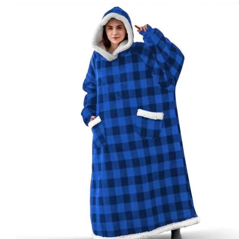 Pullover fleece thickenedlong pajamas heattech tv blanket outdoor cold-proof nightgown couple outfit sweatshirt fleece heattech