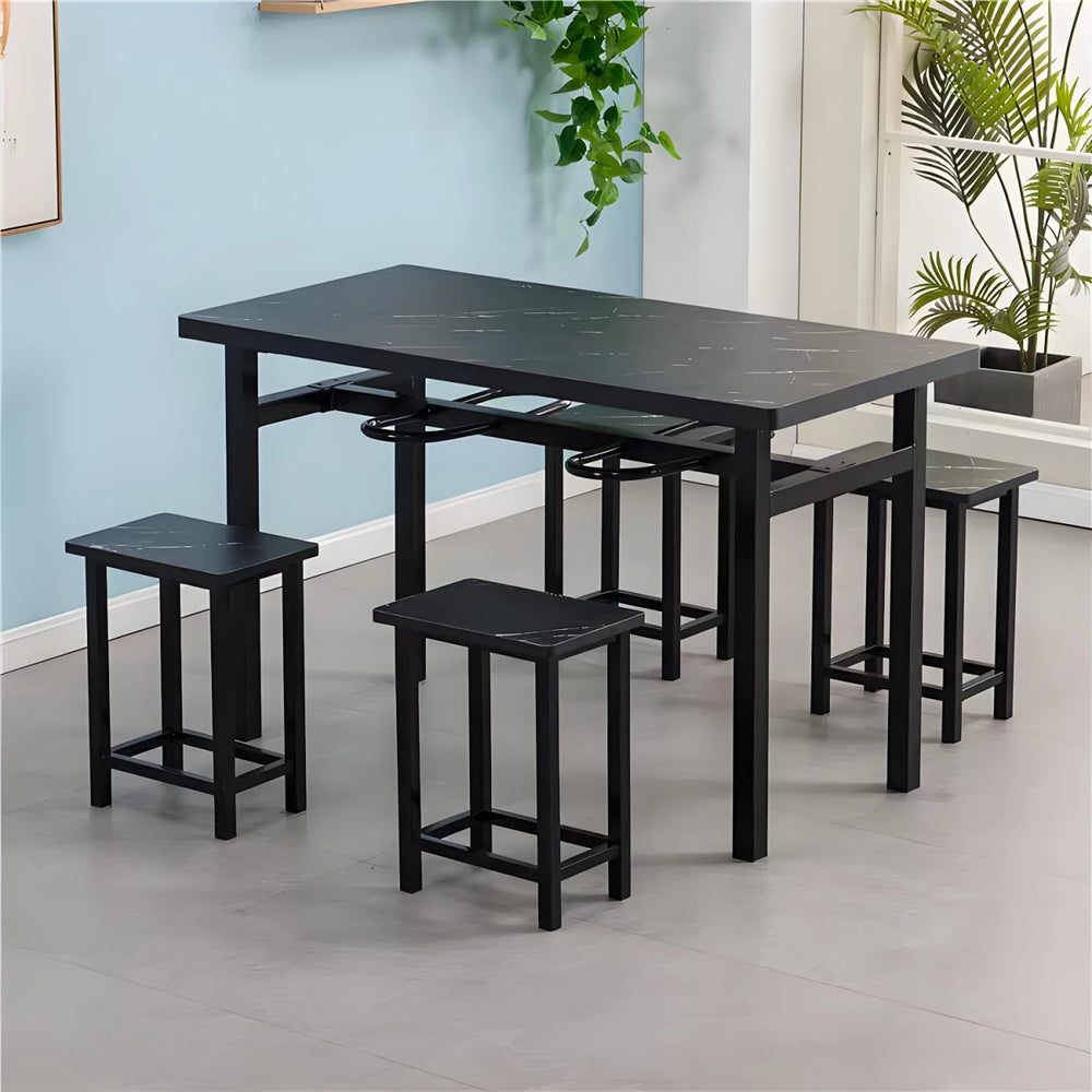 Stainless steel canteen table and chairs 4 people 6 people hanging stool rectangular table school factory employee dining table separates combination