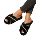 Women's shoes 2024 new korean style fuzzy slippers women's outdoor wear popular fashion pearl chic trendy shoes flat large size