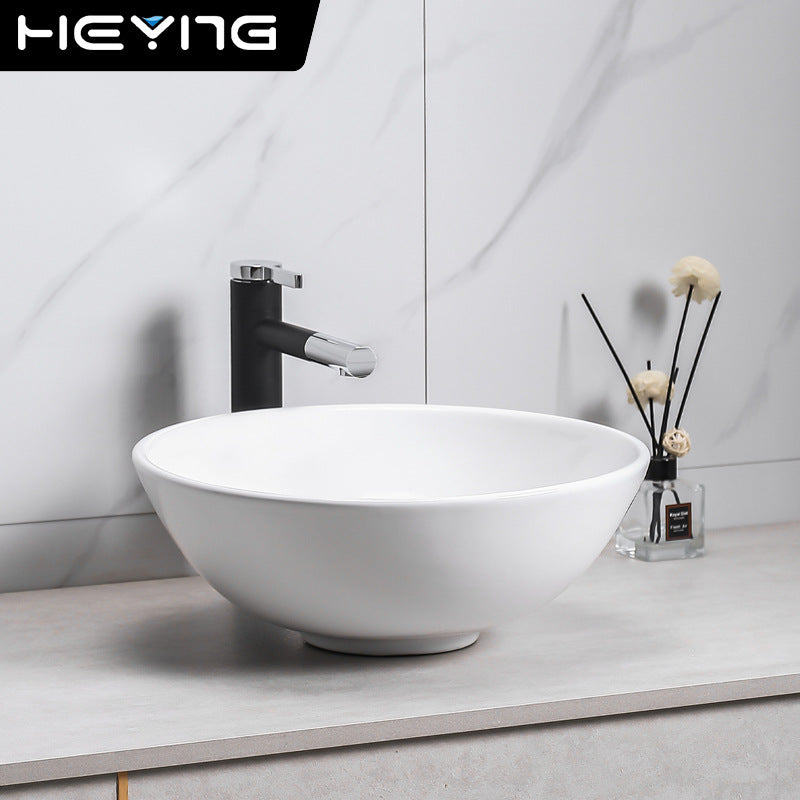 陶瓷一体台上盆简约现代洗脸小户型洗手单盆酒店卫生间艺术台盆